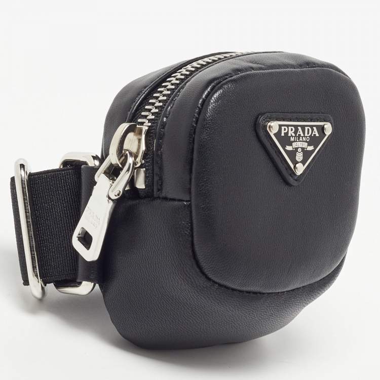 Pre Owned Prada Black Leather Zipped Arm Pouch