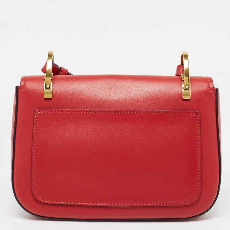 Pre Owned Prada Red Leather Pionniere Saddle Bag