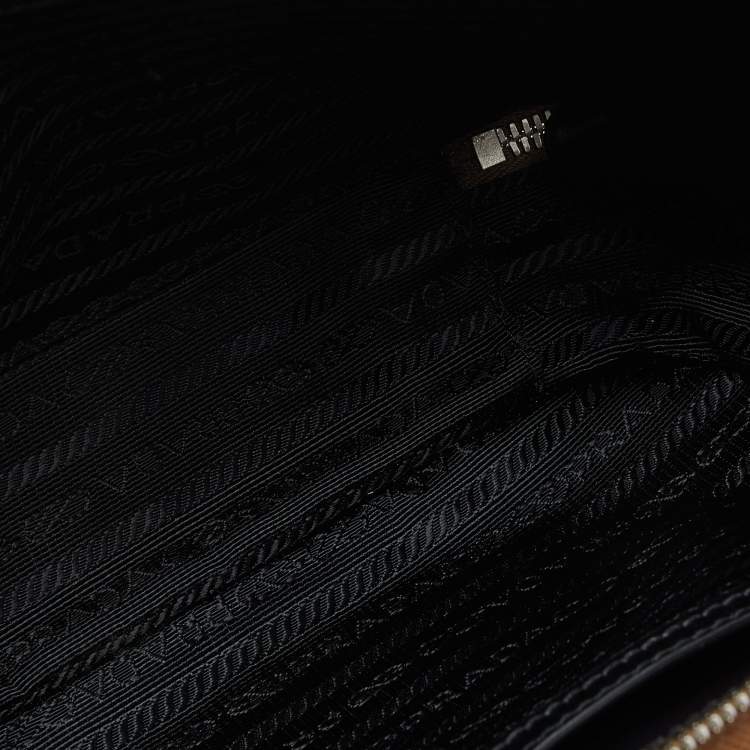 Pre Owned Prada Brown Saffiano Leather Brique Messenger Bag