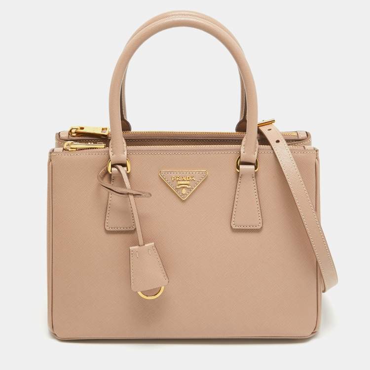 Pre Owned Prada Dusty Pink Saffiano Lux Leather Medium Galleria Tote 