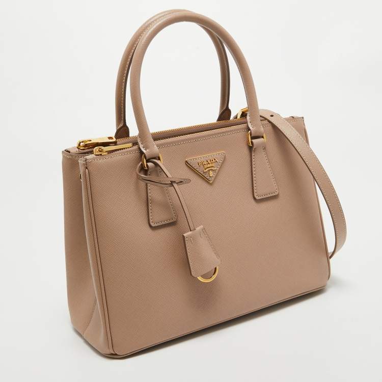 Pre Owned Prada Dusty Pink Saffiano Lux Leather Medium Galleria Tote 