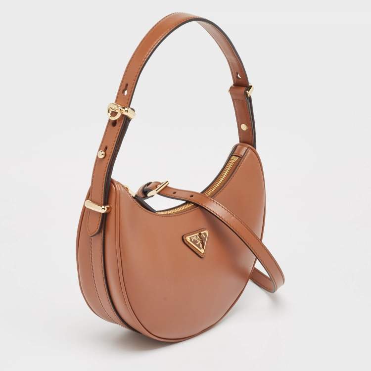 Pre Owned Prada Brown Leather Arque Hobo