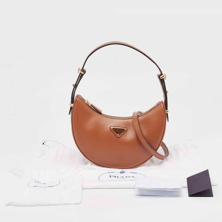 Pre Owned Prada Brown Leather Arque Hobo