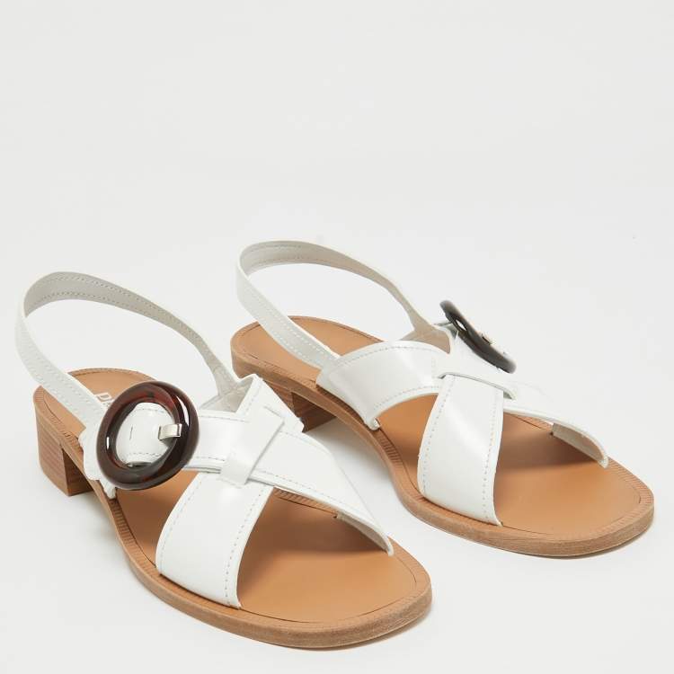 Pre Owned Prada White Patent Leather Slingback Sandals 41