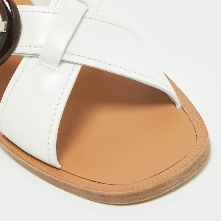 Pre Owned Prada White Patent Leather Slingback Sandals 41