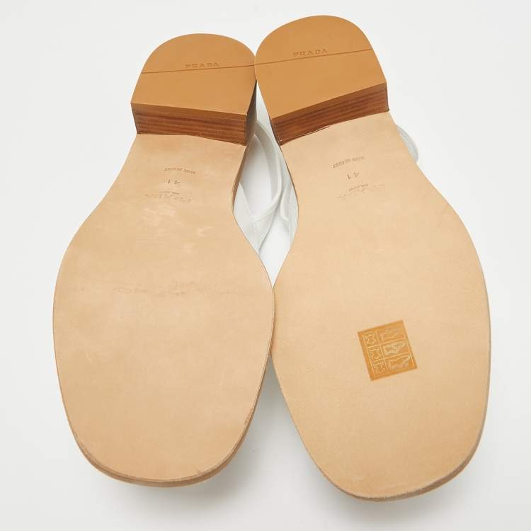 Pre Owned Prada White Patent Leather Slingback Sandals 41