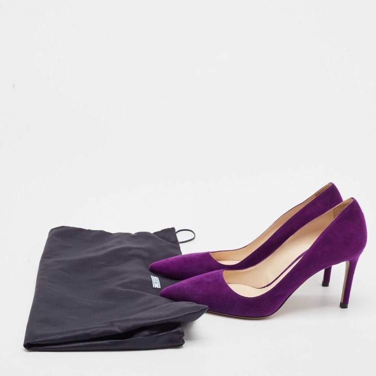 Pre Owned Prada Purple Suede Pointed Toe Pumps Size 37
