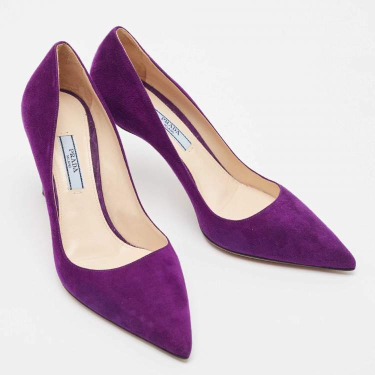 Pre Owned Prada Purple Suede Pointed Toe Pumps Size 37