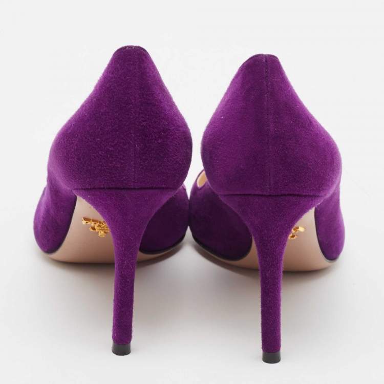 Pre Owned Prada Purple Suede Pointed Toe Pumps Size 37