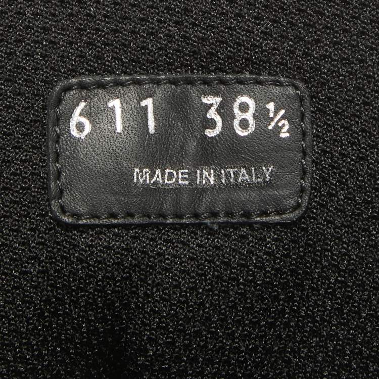 Pre Owned Prada Black Leather and Nylon Combat Boots Size 38.5