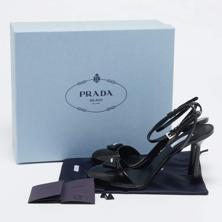 Pre Owned Prada Black Leather Ankle Strap Sandals Size 39