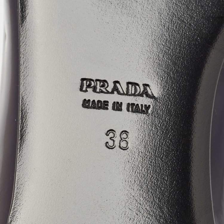 Pre Owned Prada Burgundy/Navy Blue Leather Smoking Slipper Flats Size 38