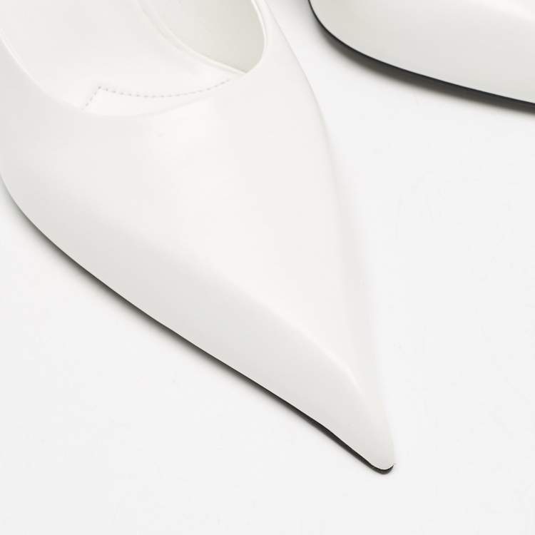 Pre Owned Prada White Leather Pointed Toe Pumps Size 40