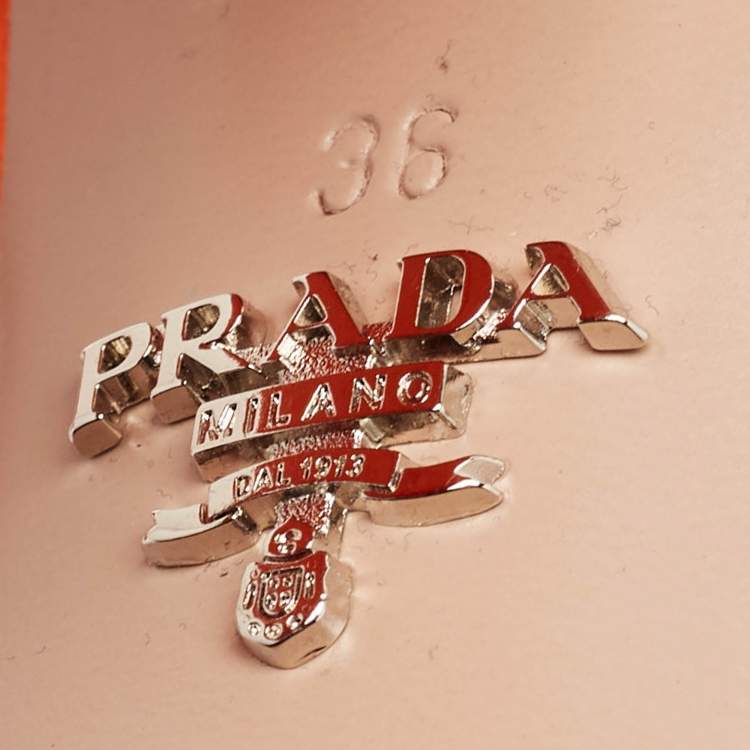 Pre Owned Prada Orange Satin Platform Ankle Strap Sandals Size 36
