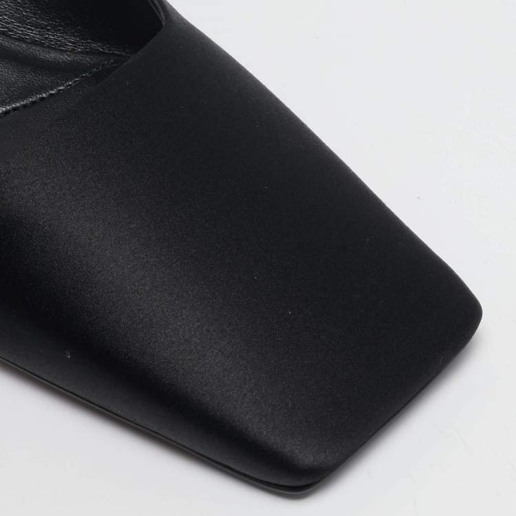 Pre Owned Prada Black Satin Square Toe Heel Mules Size 41