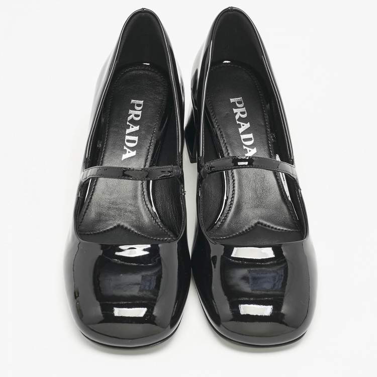 Pre Owned Prada Black Patent Leather Mary Jane Pumps Size 37