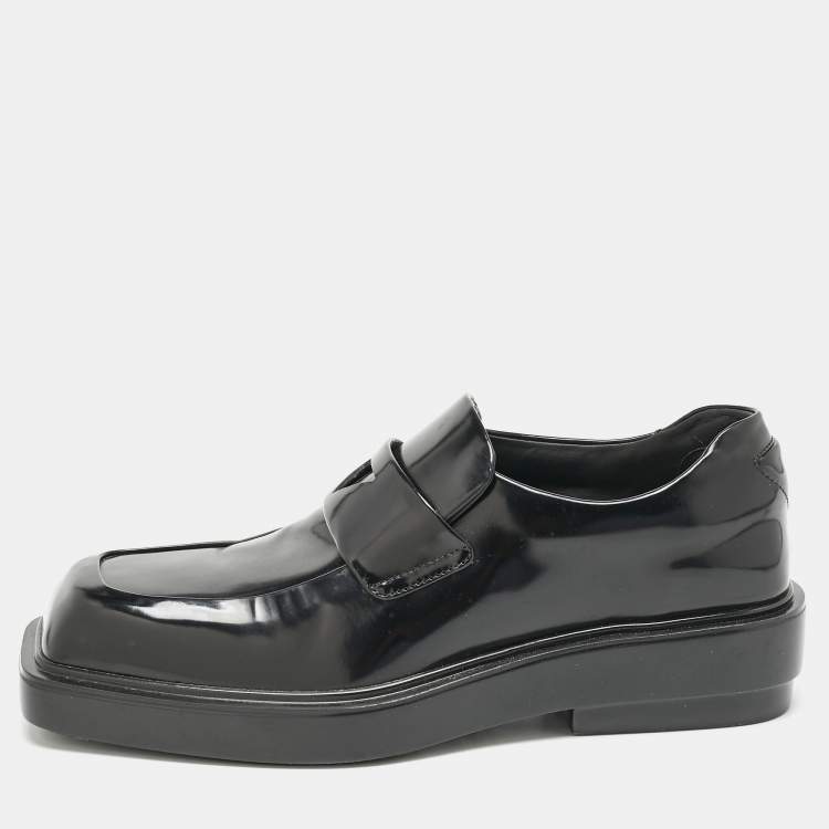 Pre Owned Prada Black Brushed Leather Penny Loafers Size 37.5