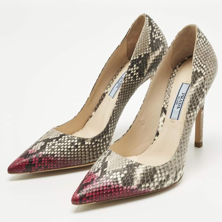 Pre Owned Prada Multicolor Python Leather Pointed Toe Pumps Size 36