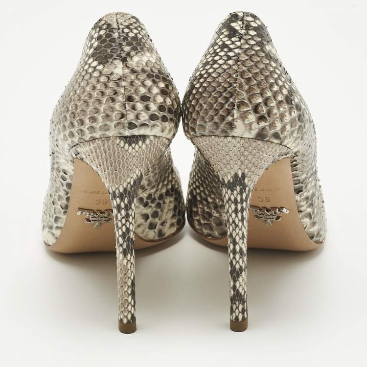 Pre Owned Prada Multicolor Python Leather Pointed Toe Pumps Size 36