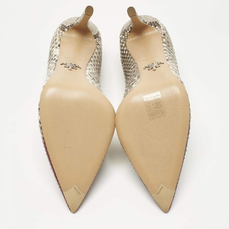 Pre Owned Prada Multicolor Python Leather Pointed Toe Pumps Size 36