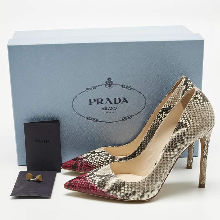 Pre Owned Prada Multicolor Python Leather Pointed Toe Pumps Size 36
