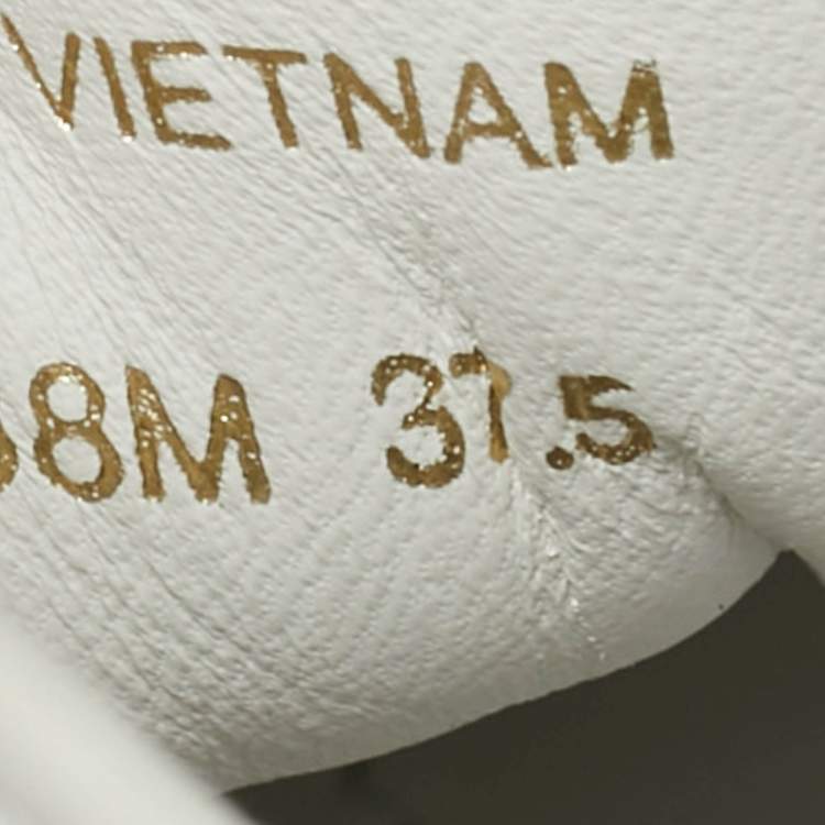 Pre Owned Prada White/Black Leather and Nylon New Avenue High Top Sneakers Size 37.5