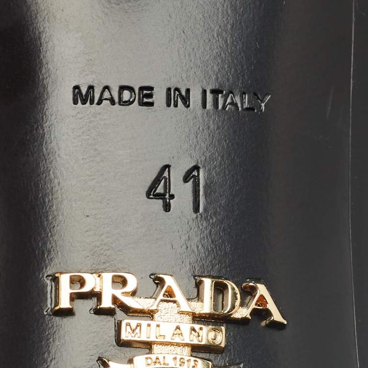 Pre Owned Prada Black Patent Leather Crystal Embellished Slingback Pumps Size 41