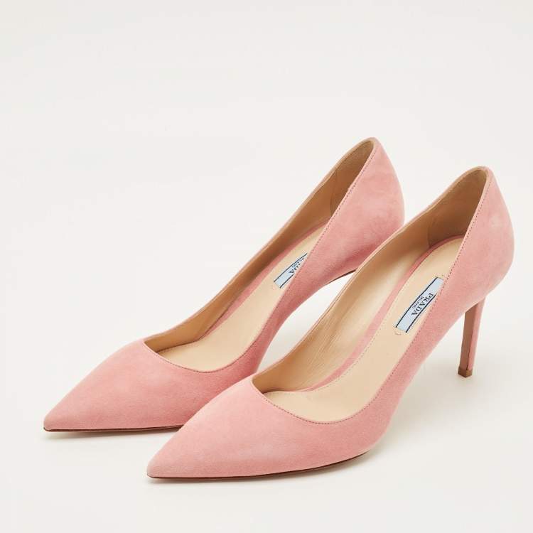 Pre Owned Prada Size 41 Pink Suede Pointed Toe Pumps