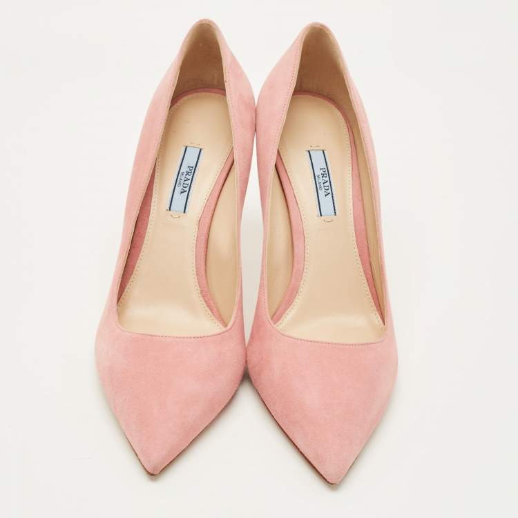 Pre Owned Prada Size 41 Pink Suede Pointed Toe Pumps