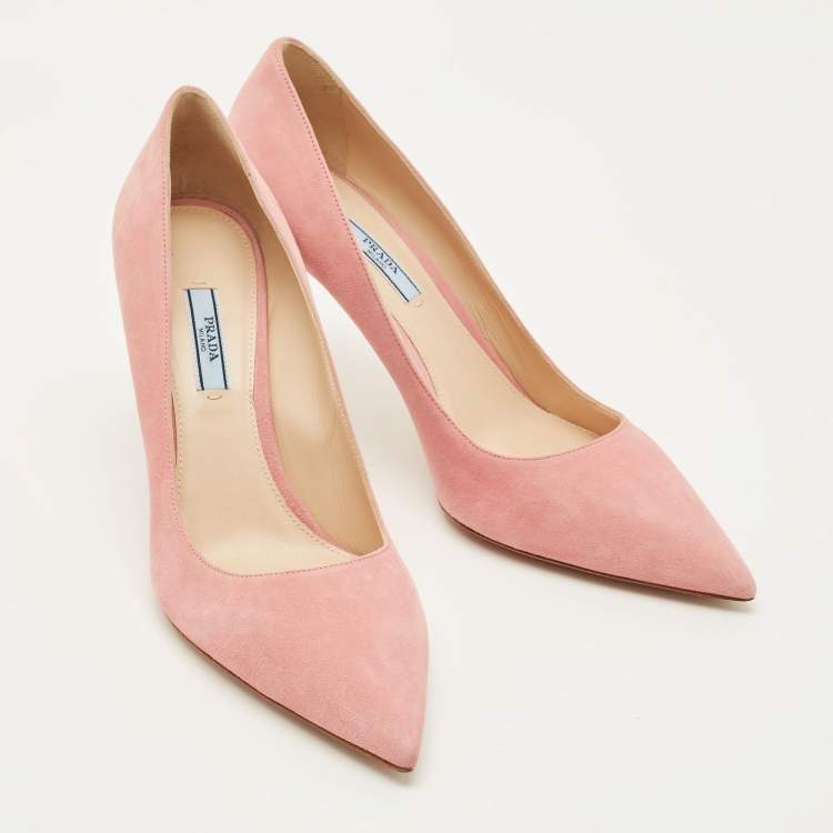 Pre Owned Prada Size 41 Pink Suede Pointed Toe Pumps