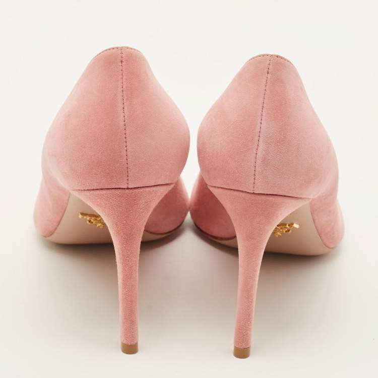 Pre Owned Prada Size 41 Pink Suede Pointed Toe Pumps