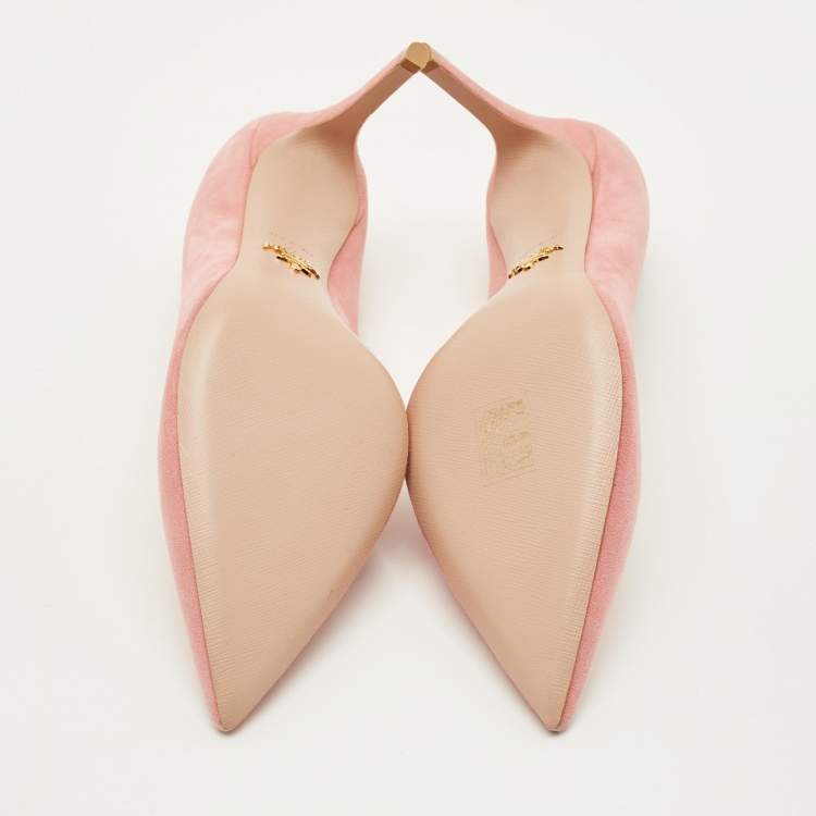 Pre Owned Prada Size 41 Pink Suede Pointed Toe Pumps