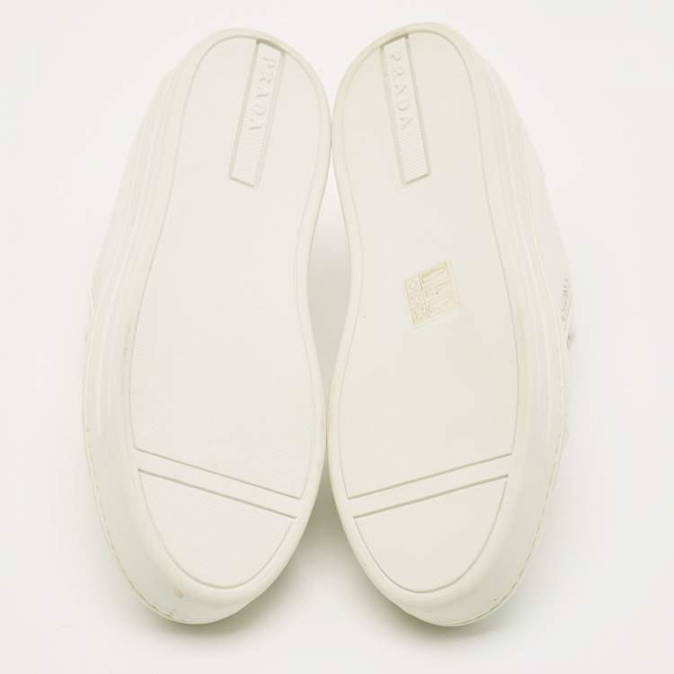 Pre Owned Prada Size 36.5 White Leather Lace Up Sneakers