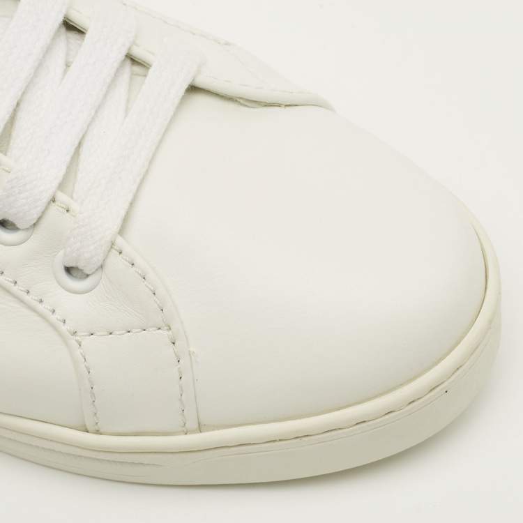 Pre Owned Prada Size 36.5 White Leather Lace Up Sneakers