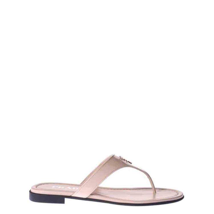 Prada Pink Leather Logo Thong Flats Size EU  Prada | TLC