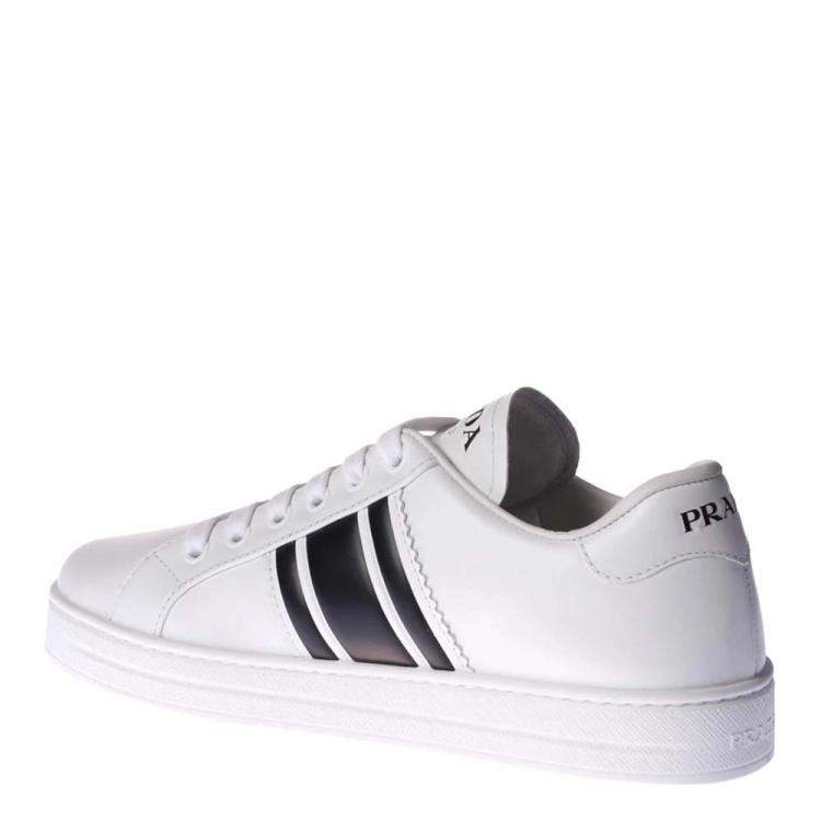 Pre Owned Prada White Soft Calf Leather Sneakers Size EU 40