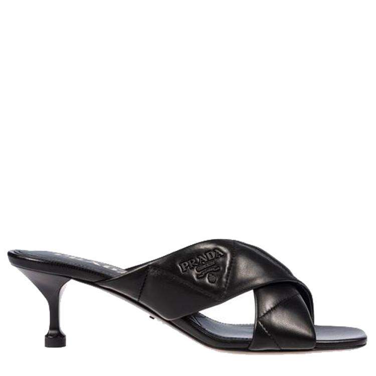 Prada Black Patent Leather Quilted Sandals Size EU 37 Prada | TLC