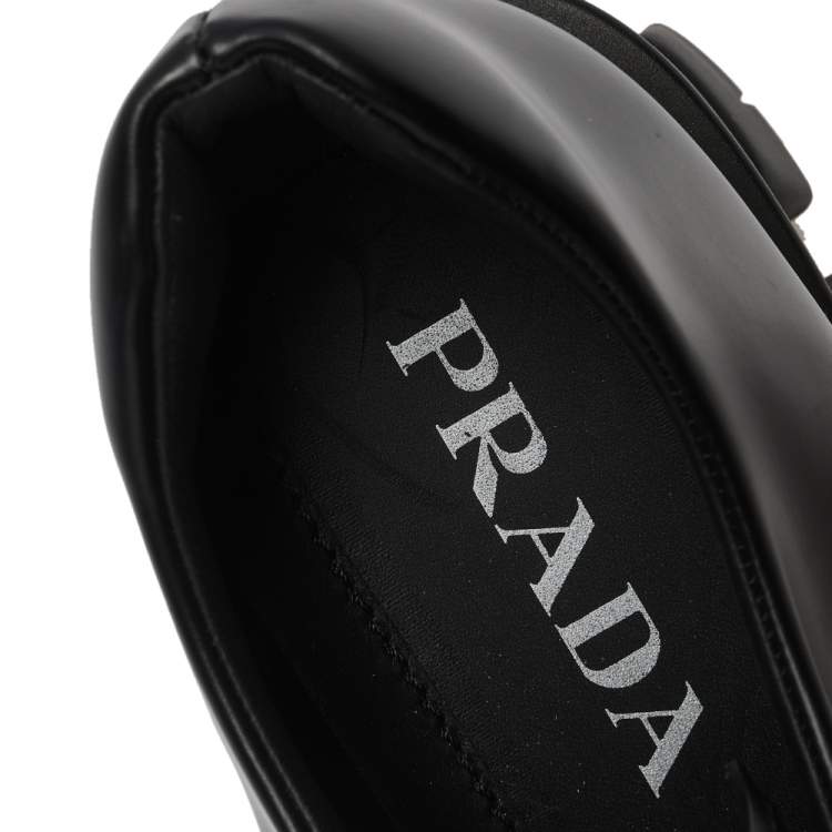 Pre Owned Prada Black Leather Lace Up Oxford Size 38.5 