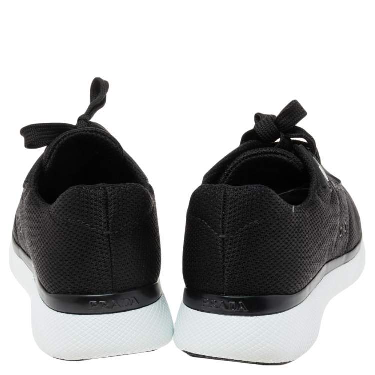 Pre Owned Prada Black Mesh Low-Top Sneakers Size 38.5