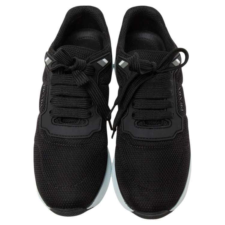 Pre Owned Prada Black Mesh Low-Top Sneakers Size 38.5