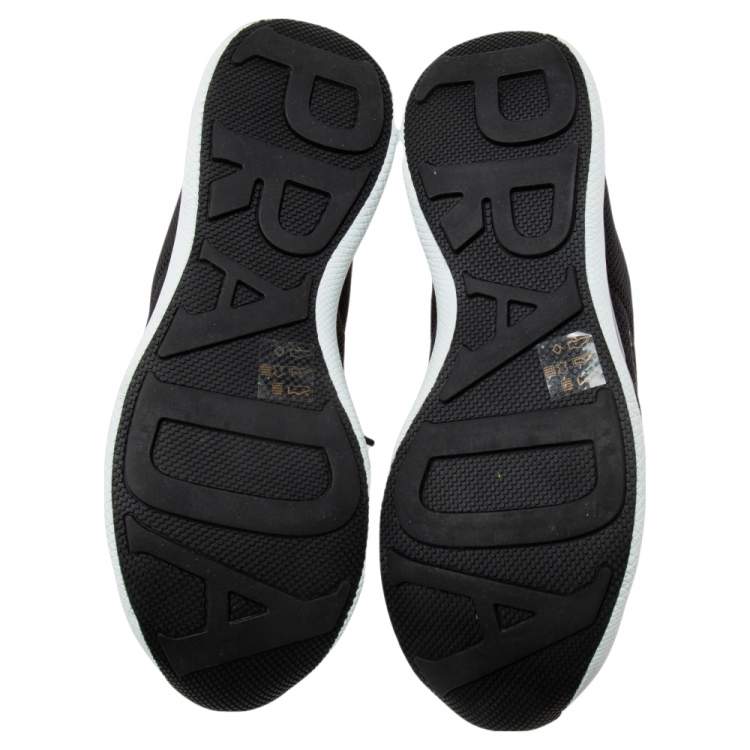 Pre Owned Prada Black Mesh Low-Top Sneakers Size 38.5