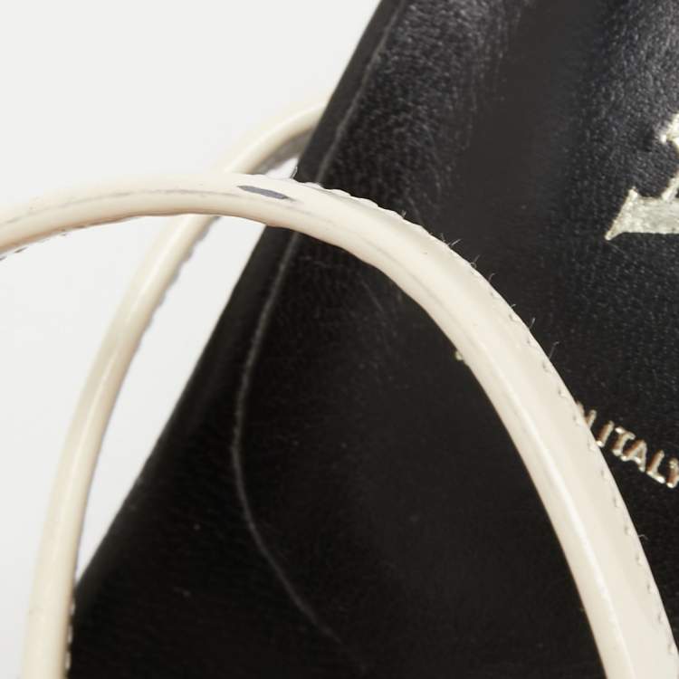 Pre Owned Prada Tricolor Patent and Leather Ankle Strap Sandals Size 38