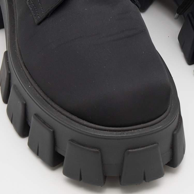 Pre Owned Prada Black Nylon Monolith Ankle Boots Size 38