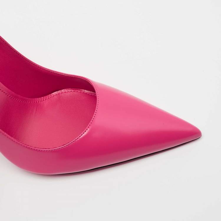 Pre Owned Prada Pink Leather Pointed Toe Pumps Size 40