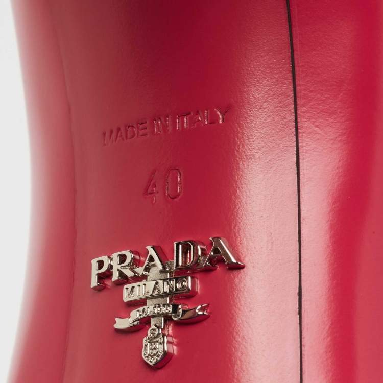 Pre Owned Prada Pink Leather Pointed Toe Pumps Size 40