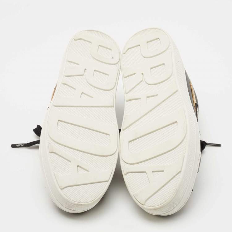 مملوكة مسبقًا Prada Black Leather Embellished Slip On Sneakers Size 36