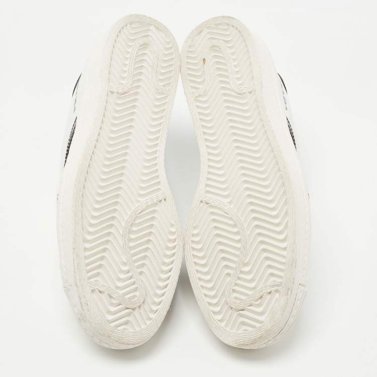 Pre Owned Prada x Adidas White/Black Leather Superstar Sneakers Size 37 1/3