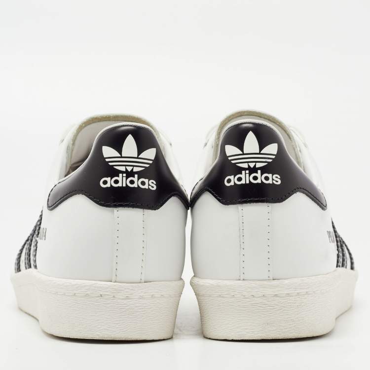 Pre Owned Prada x Adidas White/Black Leather Superstar Sneakers Size 37 1/3