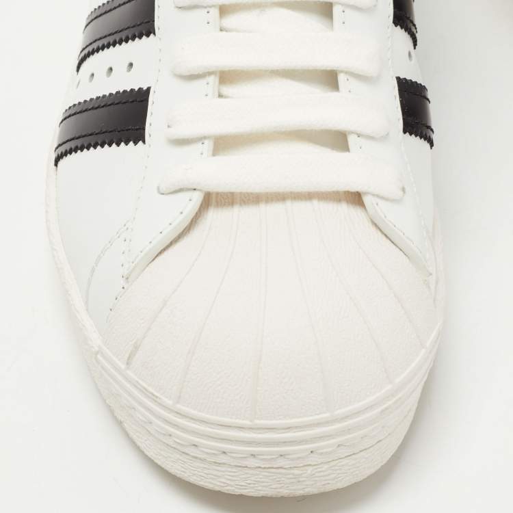 Pre Owned Prada x Adidas White/Black Leather Superstar Sneakers Size 37 1/3