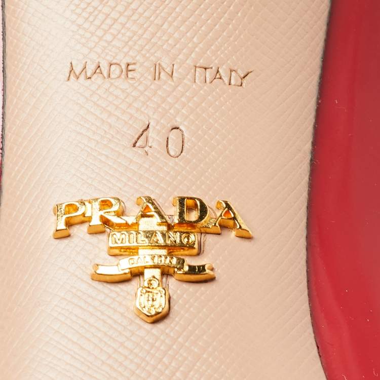Pre Owned Prada Red Patent Leather Pointed Toe Pumps Size 40